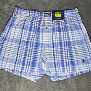 NWT Polo Ralph Lauren Classic Fit Boxer Shorts Mens L With Plaid Design PONY